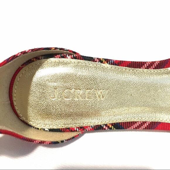 J.CREW Royal Stewart Plaid-Inspired D’Orsay Flats Size 9 Blue Velvet Strap EUC - Picture 4 of 6